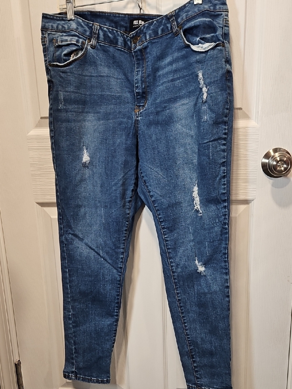 Wax Jean Women's Dark Blue Distressed Skinny Jeans
